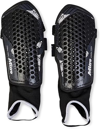 Mitre Protectores de Fútbol Negro Unisex Guardapiernas de Fútbol Protector de Tibia