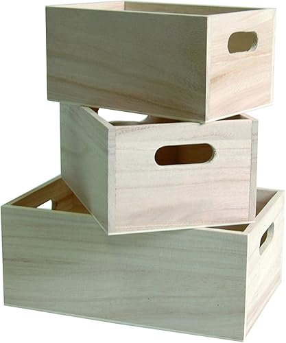 Artemio - Cajas escalares de madera de 3 piezas, beige