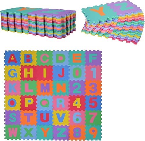 Genérico Alfombra puzle 192x192 cm Niños 3 años 36 Piezas Numeros 0 al 9 y 26 Letras Alfab