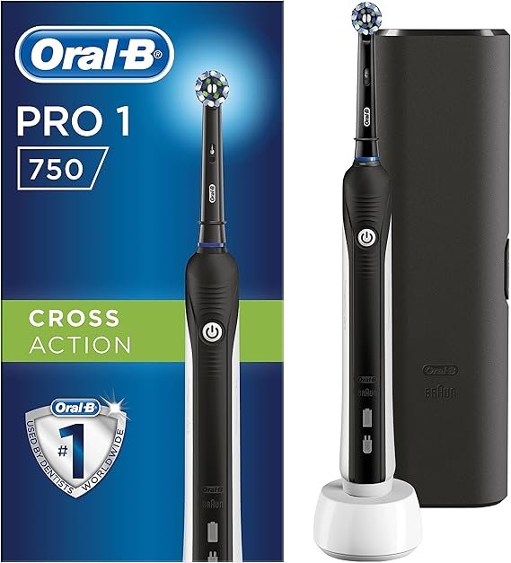 Oral-B PRO 750 CrossAction Cepillo de Dientes Eléctrico con Mango Recargable, Tecnología B