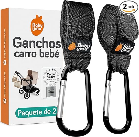 Baby Uma Ganchos Carro Bebé (Pack de 2) - Accesorios Bebé, Hasta 5 kg, Ajuste Universal, A