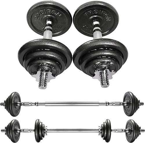 PROIRON Kit de Mancuernas Ajustables de Hierro Fundido - Juego de Pesas con Barra Conexion