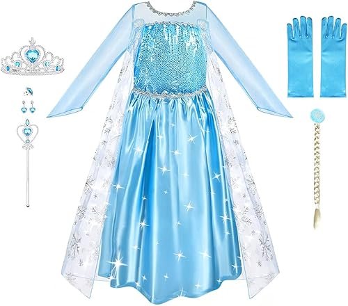 URAQT Vestidos Princesa, Disfraz Vestido Princesa para Niñas con Accesorios, Traje Princes