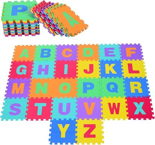 HOMCOM 26 Piezas Alfombra Puzzle para Niños 31x31 cm Colchoneta Suave 2,41 m² Juego Rompec