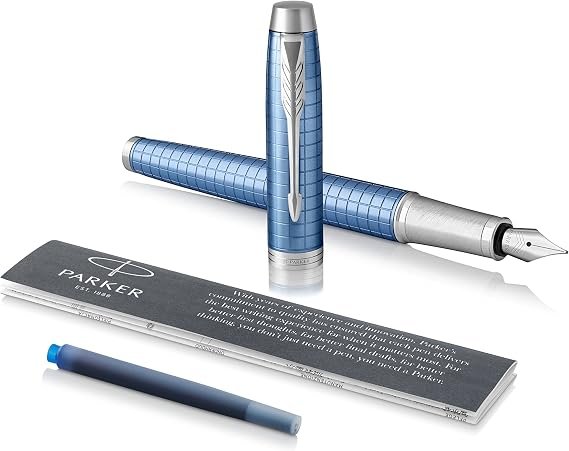 PARKER IM, pluma estilográfica de color azul Premium, con plumín mediano y recambio de tin