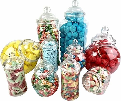 10 Jar Vintage Victorian Pick & Mix Sweet Shop Candy Buffet Kit Party Pack