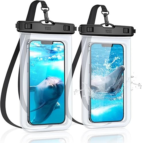 YOSH Funda Impermeable Móvil 2 Unidades, IPX8 Universal Funda Agua Movil con Cordón, Water