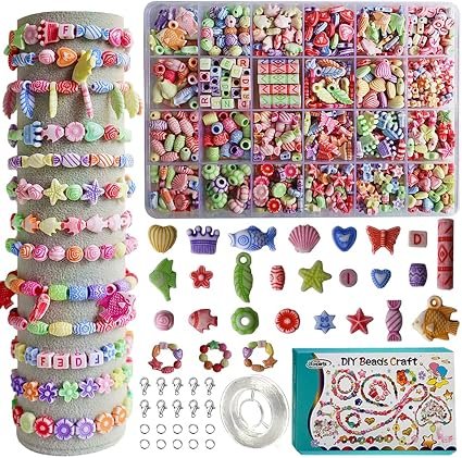 Ewparts 24 tipos de cuentas de resina acrílica Cuentas redondas Cuentas de colores Piedras