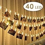 Cadena de luces LED KING AGE con clip de fotos, 40 clips de fotos, funciona con batería 5M