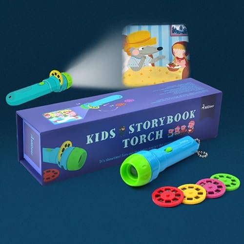Linterna proyector de bolsillo, juguete para niños, 4 cuentos, juguete educativo