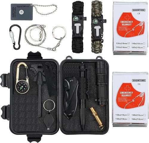 Proster Kit de Supervivencia 16 en 1 Equipo de Supervivencia de Bolsa de Herramientas con 