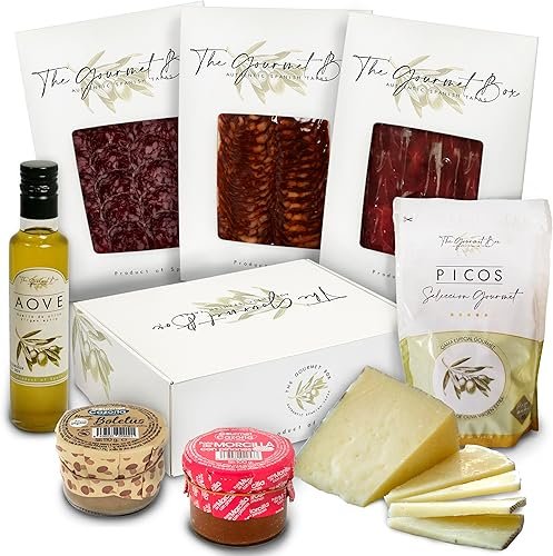 GOURMET BOX Cesta Gourmet para Regalar con Ibéricos y Queso de Oveja – Lote Gourmet Premiu