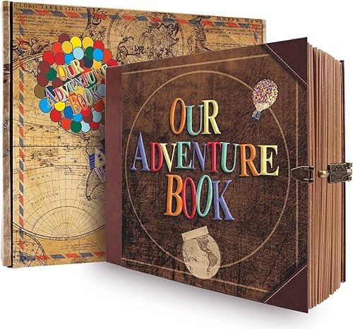 Our Adventure Book scrapbook, 146 Páginas album fotos para pegar y escribir, Estilo Retro 