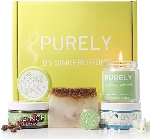 PURELY by SINCERO HOME – Set Regalo Baño Natural Lujo para Mujer, Kit de Spa Vegano con Ve
