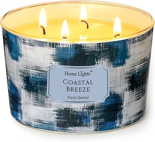 HomeLights Vela en frasco grande | Velas aromáticas de larga duración de 4 mechas, vela de