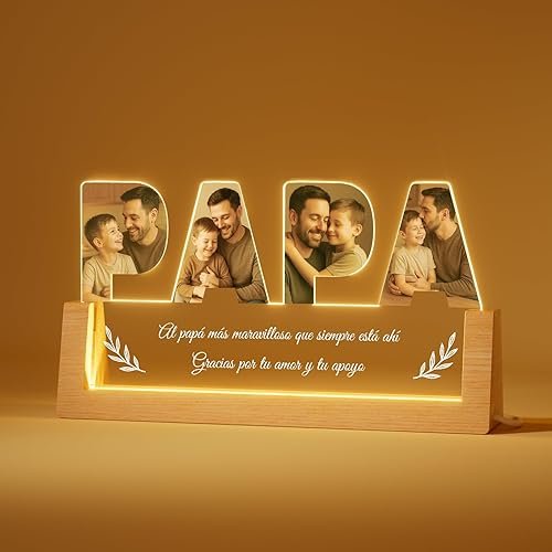 iDIY Lámpara Personalizada con Foto Regalo Papá - Regalos Originales para Hombre Cumpleaño